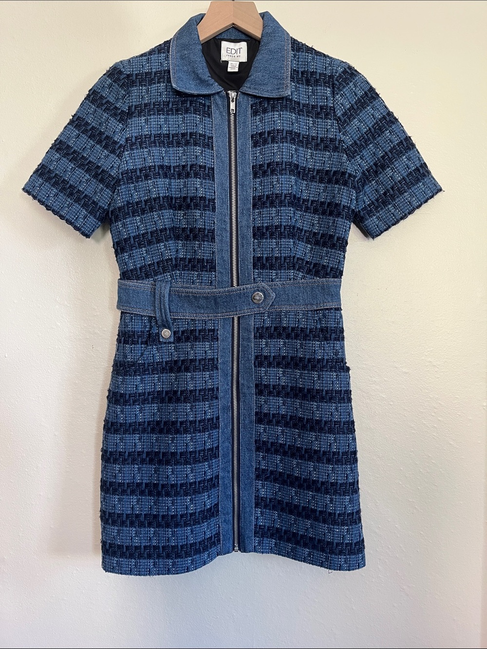 Jason Wu Blue Tweed Short Sleeve Zip Dress
